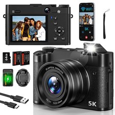 5K 64MP Digital Camera, WiFi Cameras for Photography Video, 3X Optical Zoom ...
