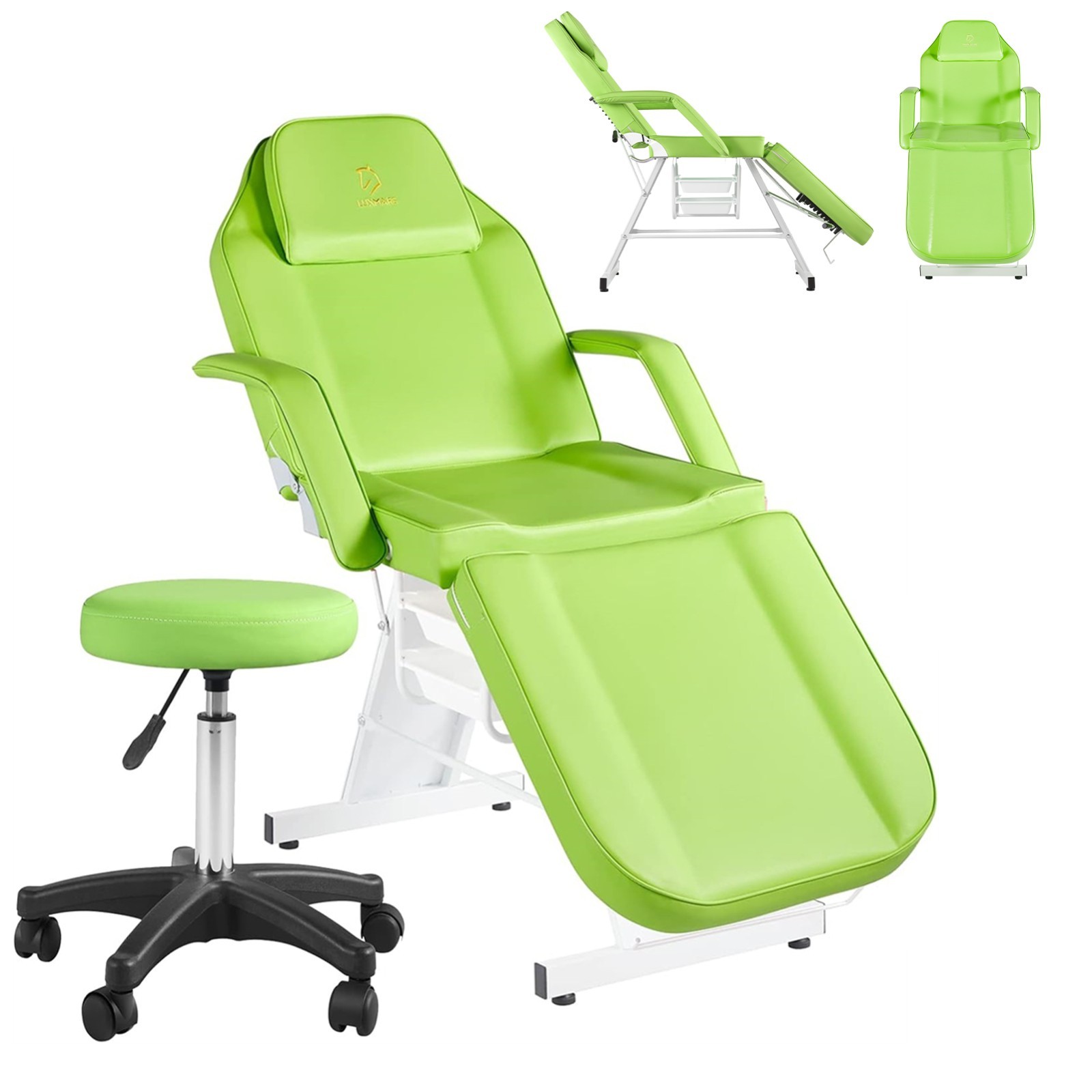 73 in Facial Chair 3-Section Adjustable Tattoo Chair with  Stool for Beauty Lash