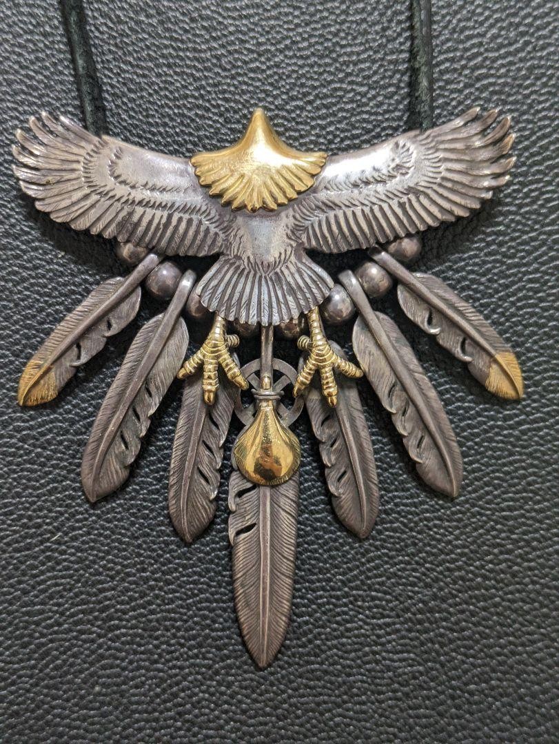 Lot 8 TADY&KING Medium Eagle Head Gold Feather Set w/Leather Cord
