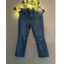 Pistola Lennon High Rise Crop Boot Jeans Women  s Size 28 Distressed Raw Hems    