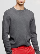 ZADIG  VOLTAIRE NWT 228 KENNEDY CREW NECK COTTON GREY SWEATER. SZ XL