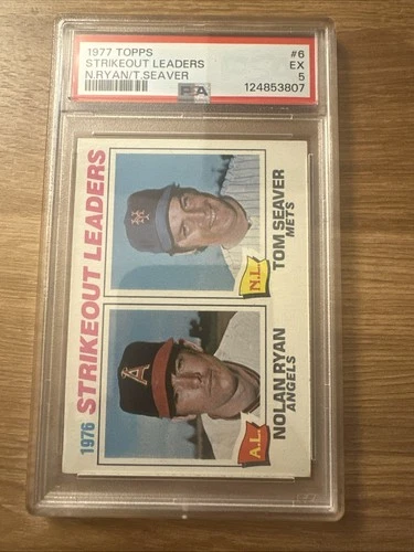NOLAN RYAN&TOM SEAVER~1977 TOPPS '76 STRIKEOUT LEADERS PSA-5 EX CARD #6~NEW CASE