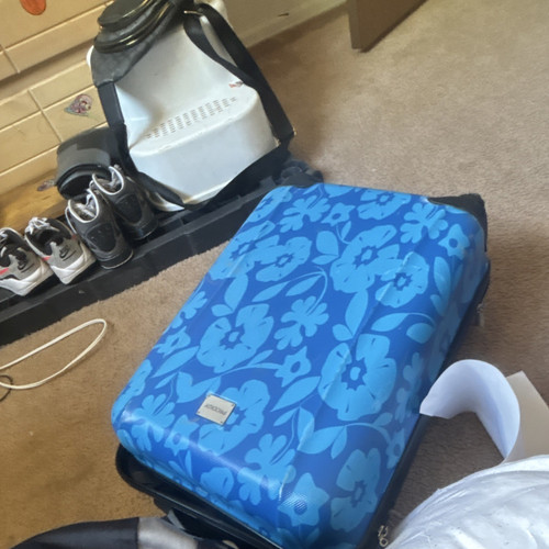 American Tourister Blue Floral Hardcase Suitcase with Wheels