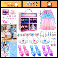 Princess Dress Up Set with Jewelry, Role Play Toys for Girls 3-6, Birthday Gifts