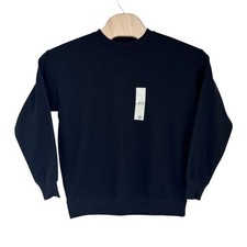 Black Oversized Sweatshirt Women Small Crewneck Pullover Athleisure Casual