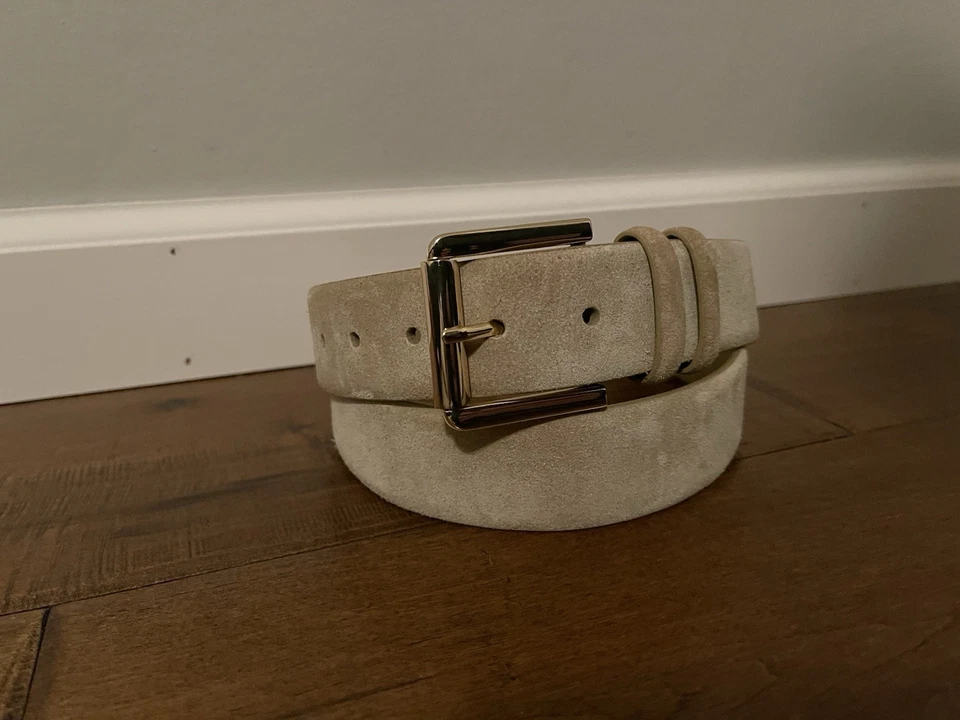 J.Crew Suede Roller Belt Beige Italian Leather CB450 1.5" - Women's Large - Image 2 of 4