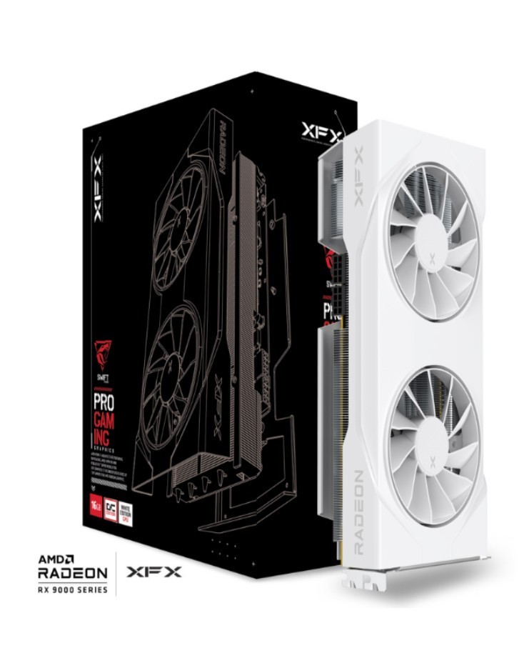 XFX Swift AMD Radeon RX 9070 OC White Dual Fan Gaming Edition with 16GB GDDR6
