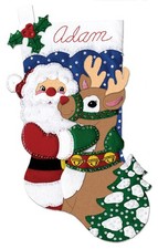 DIY Christmas Felt Stocking Kit with Embroidery Supplies - 18 Inch Craft