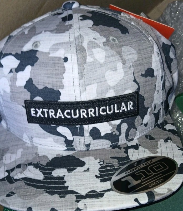 Rare New Extracurricular Golf Black White Grey Camo SnapBack Patch Hat Cap