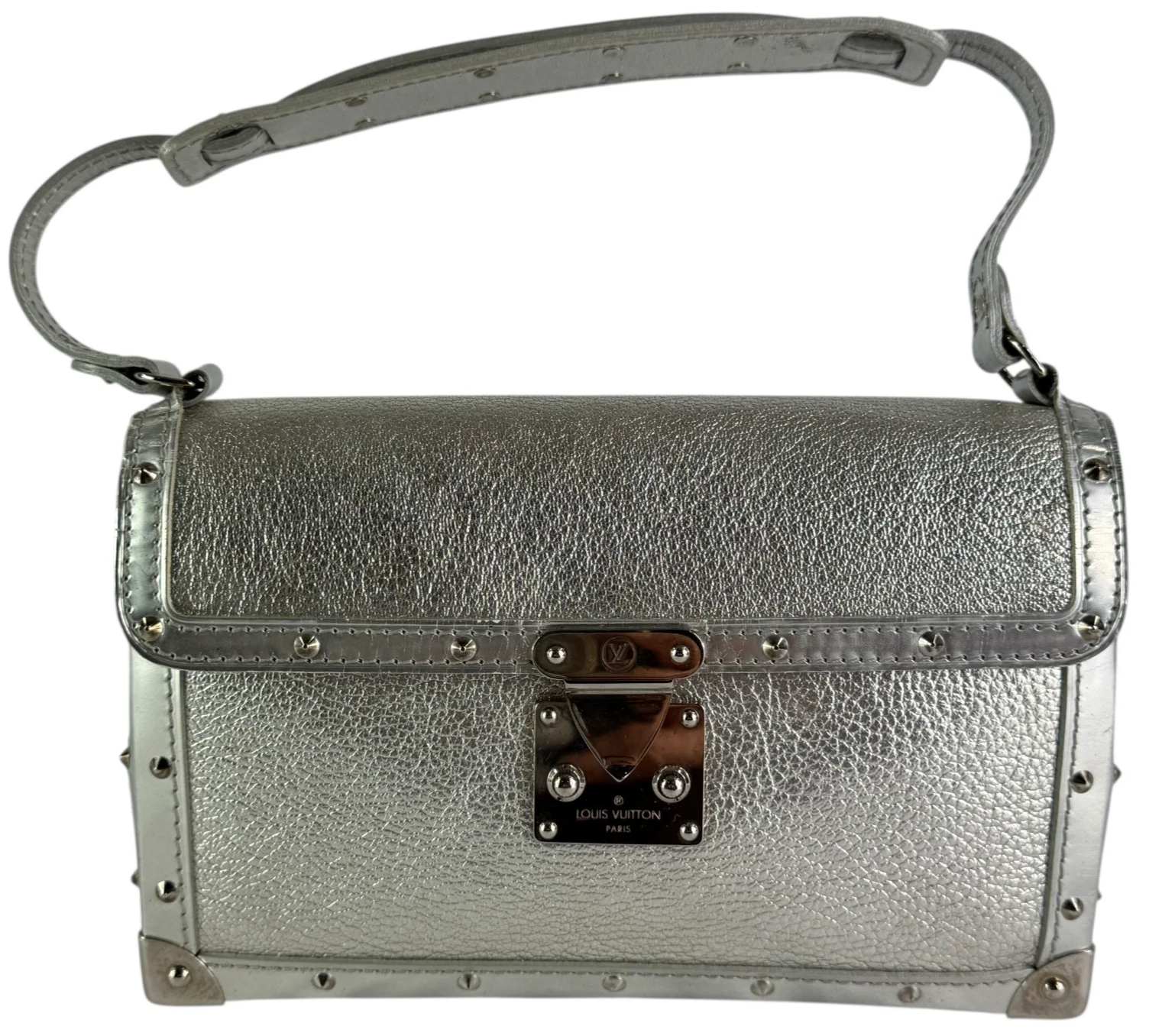 LOUIS VUITTON（LV） Borsa a tracolla Louis Vuitton Distressed Suhali L'Aimable argento metallizzato pochette