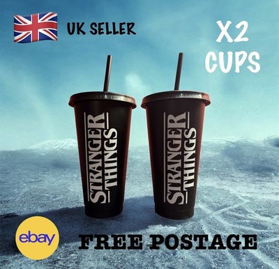 Stranger Things Mehrweg Cold Cups x2 | Portofrei | Deckel & Strohhalme inkl. 
