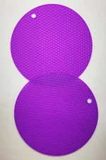 2-PACK Multi Use Silicone Pads - Trivet, Pot Holder and Lid Gripper - PURPLE