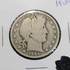 1904 Barber Half Dollar Silver US Coin Circulated 0.9 Fine Silver. #289