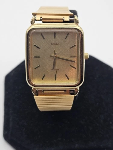 Vintage Mens 1990s Timex Gold Tone Quartz Watch-working