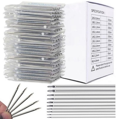 100Pcs Piercing Needles Mixed - Usiriy 20G 18G 16G 14G 12G Ear Nose 