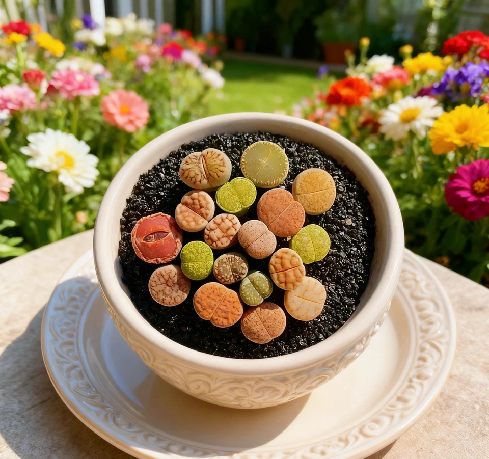 Lithops 10 pastillas suculenta viva | planta importada rara | raíz desnuda | decoración de interiores Foto 4 de 4