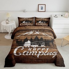 Happy Camping Comforter Twin Size Camper Bedding Set for Boys Girls Teens Bed...