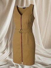 NWT Tommy Hilfiger Women Khaki Belted Front Zipper Dress Size 10 Sleeveless