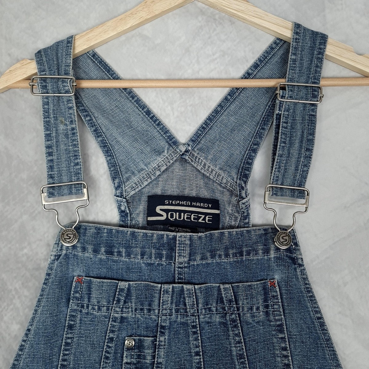 Vintage Squeeze Denim Overalls Mens Large Blue Carpenter Workwear