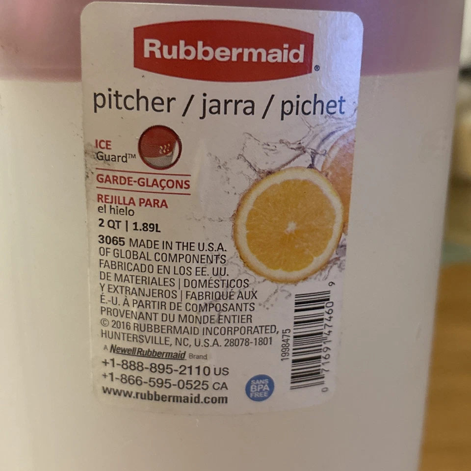 Rubbermaid Clear Pitcher 2 Quart 1.89 Liter Red Lid Easy Pouring Dishwasher Safe - Image 2 of 4