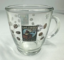  CAFE CARIOCA Tostado do Brasil Coffee Beans Glass Mug Cup Made in Cerve, Italy 