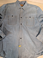Clearwater Outfitters Mens Light Blue Denim Button Down Long Sleeve Shirt Sz L