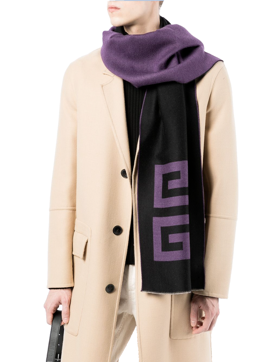 GIVENCHY Unisex Wool Silk 4G Logo Scarf Schal Mufflers Stola Tuch