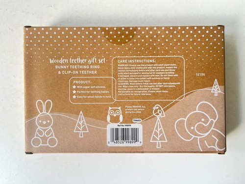 Nuby Wooden Teether Gift Set Bunny Teething Ring & Clip On Teether 0+m Boxed New - Picture 3 of 3