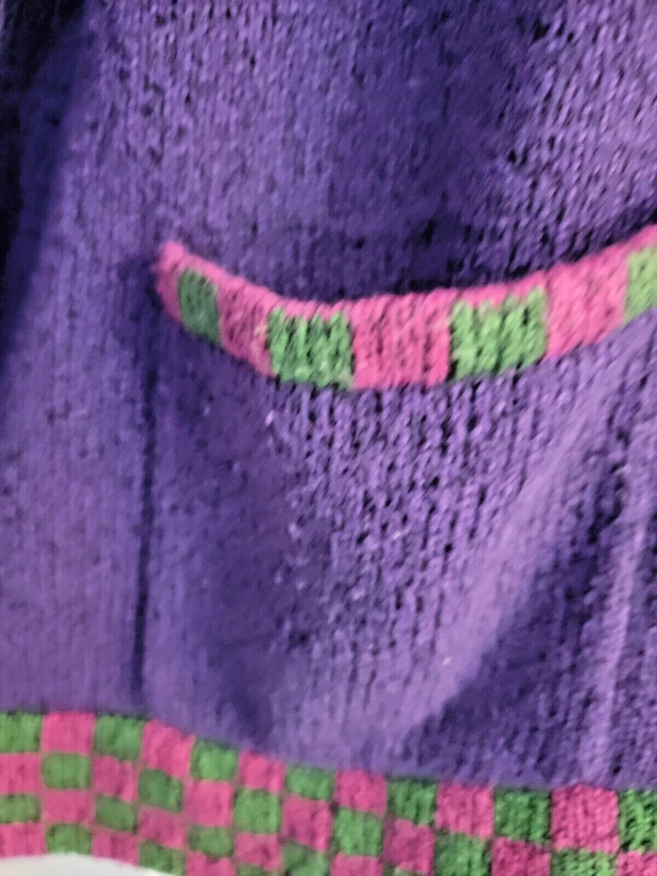 Suéter vintage Orvis púrpura con ribete a cuadros 94 % algodón talla mediana Foto 4 de 4