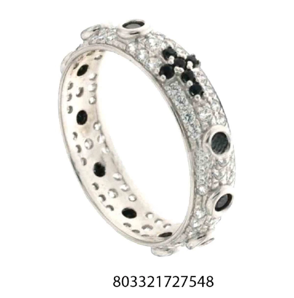 Anello rosario argento 925 zirconi brillanti Bianco verde rodiato anallergico - Immagine 4 di 4