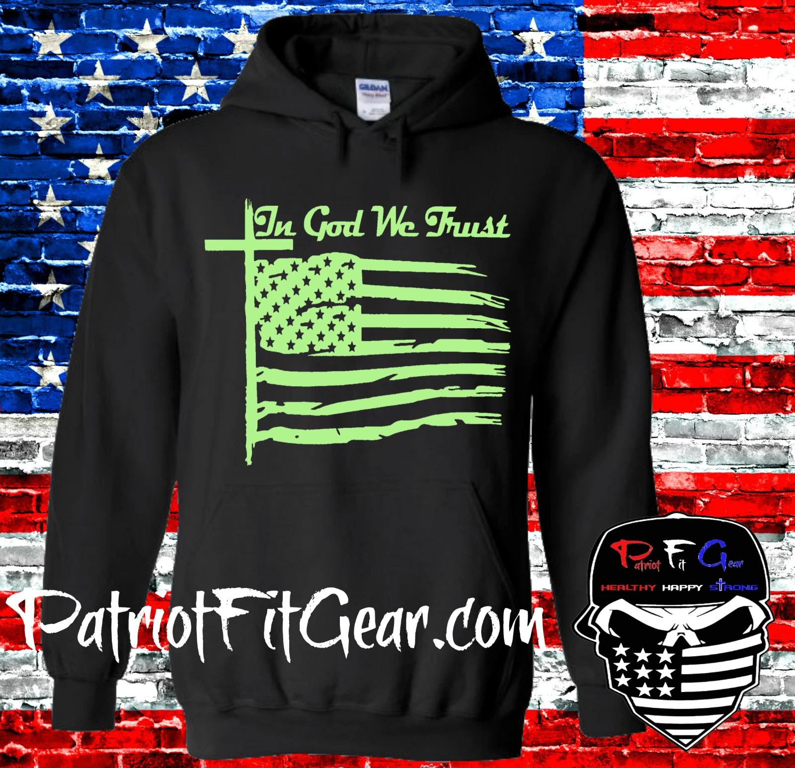 FEAR OF GOD Felpa con cappuccio In God We Trust Faith Family Freedom Bandiera americana Una nazione sotto Dio