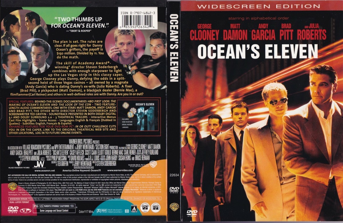 Oceans Eleven (Widescreen DVD, 2002) Julia Roberts, Matt
