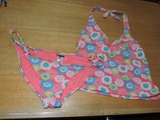 Old Navy multi-colored Floral Halter Bikini 2 PC Swimsuit SZ S nylon/span/poly