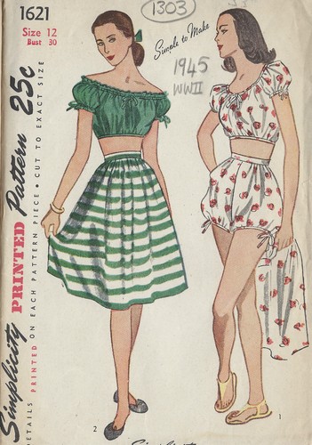 Patron De Couture Vintage Simplicity Années 1940 - Modèle B30/W25 (Haut Court Et Jupe) - Taille Années 40