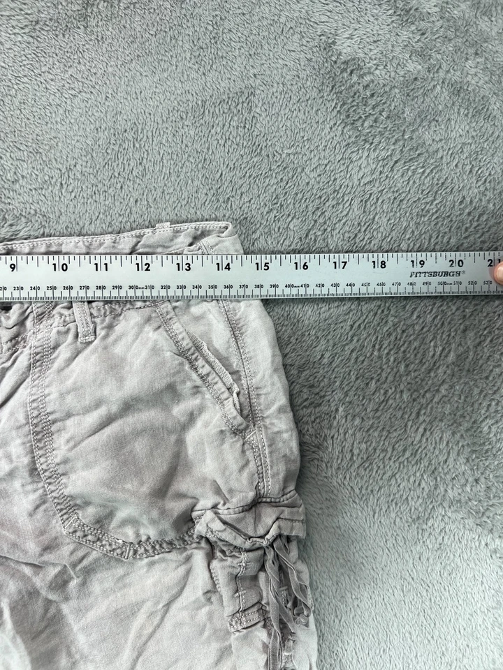 Pantalones cortos cargo American Eagle para mujer 0 utilitarios beige mezcla de lino tiro bajo 29x6 Foto 4 de 4