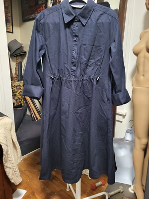 J W ANDERSON Navy Blue Front Drawstring & Full Back Dress XS