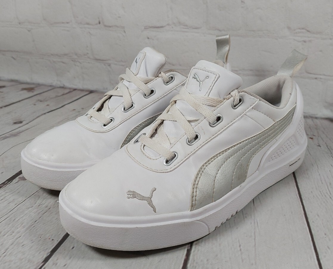PUMA Junior Golf Shoes Monolite Boys Size 4 White & Silver Sneakers eBay