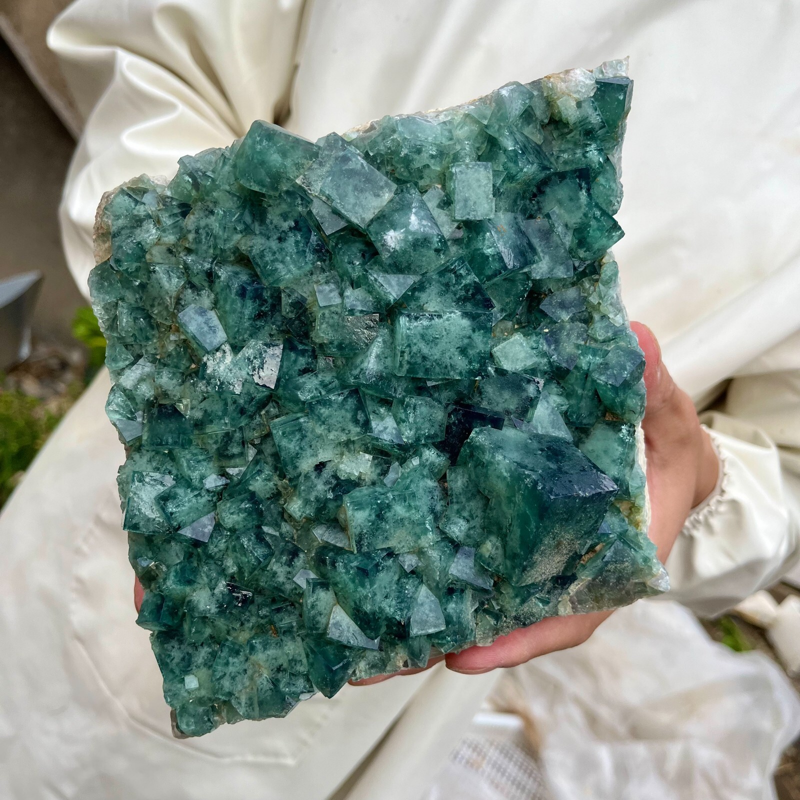 8.3lb NATURAL Green Cube FLUORITE Quartz Crystal Cluster Mineral Specimen