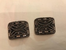 Vintage antique Marcasite cut steel shoe buckles made in France