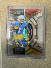 2023 Select NFL #196 Quentin Johnston Premier Level Die-Cut Red & yellow