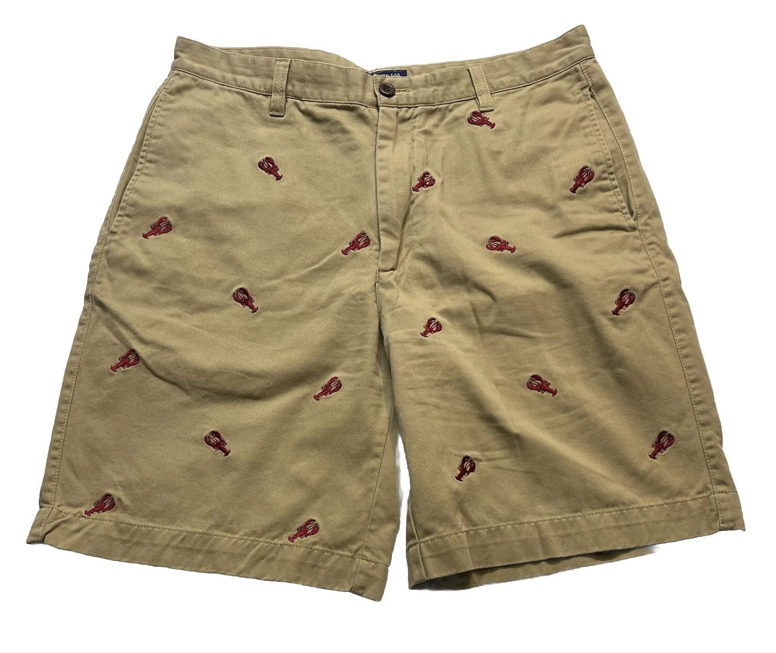 G H Bass & Co. Crab Print Flat Front Chino Shorts in Khaki Mens 34 Coastal