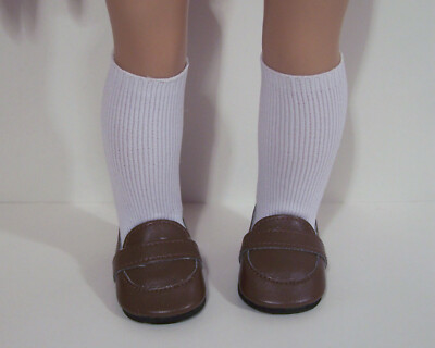 Brown Penny Loafers Doll Shoes For 18'' American Girl Boy Logan (Debs)