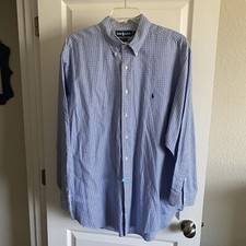 Ralph Lauren Yarmouth Blue Plaid Long Sleeve Button Dress Shirt 18 34/35