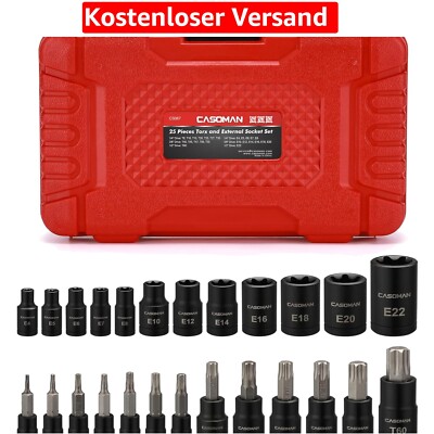 25-teilige Torx-Bit- und E-Torx-Steckdosen-Set - Hochwertige Werkzeuglösung