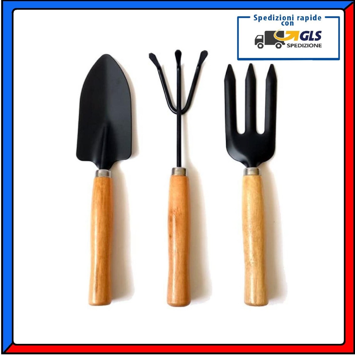 Set Attrezzi Giardinaggio Bambini Small Foot - 4 Pezzi In Legno E Metallo, Rastrello, Pala, Vanga, Forca, Da 3 Anni - Foto 3