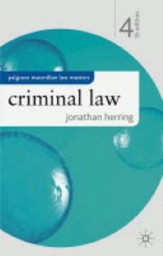 Criminal Law (Palgrave Law Masters) By Jonathan Herring