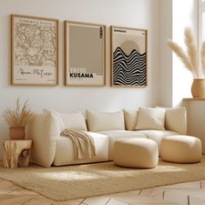 Gallery Wall Art Neutral Beige 3 Set Posters Minimal Modern Abstract Prints