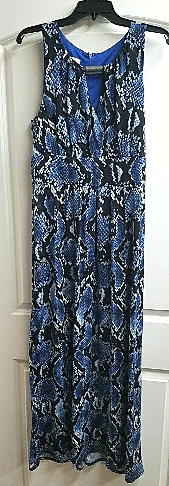 DR COLLECTION MULTI BLUE PYTHON SLEEVELESS DRESS … - image 1