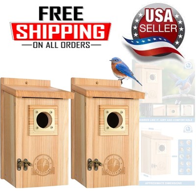 2 Pack Bird Houses for Outside Clearance with Copper Guard, Cedar Bird House ...
