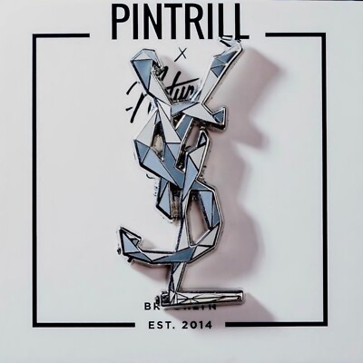  RARE  PINTRILL x NATUREL YSL LOGO PIN / BROOCHE *BRAND NEW* COLLECTORS PIN
